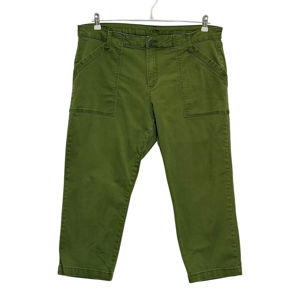 Kut from the Kloth Crop Straight Leg Pants Olive Green 20W Stretch Twill Utility